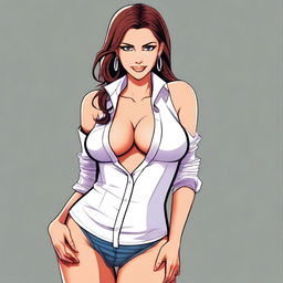 Create an image of a character named Sarah with a sexy and alluring appearance