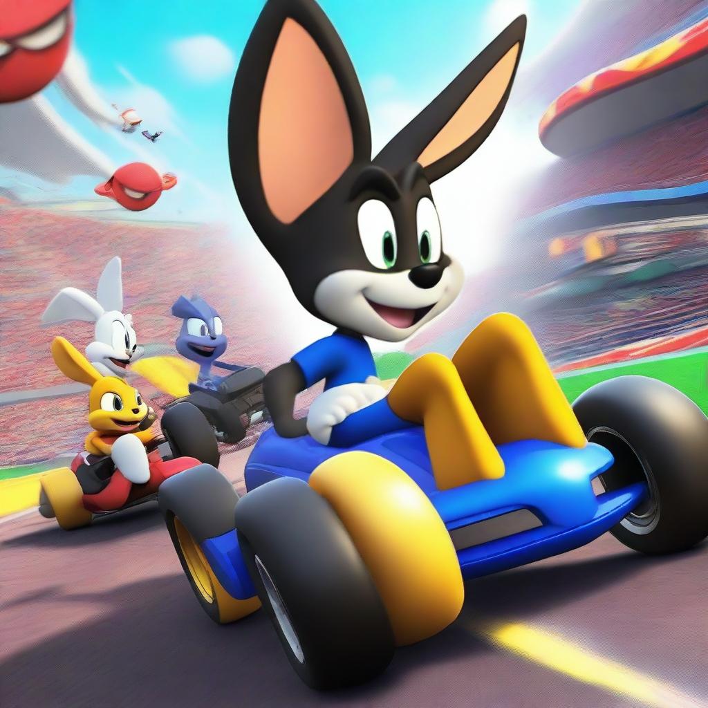 Create a vibrant and dynamic scene from Space Jam 3 reimagined as a high-octane racing movie