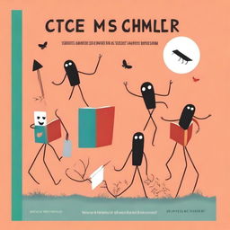 Create a colorful book cover featuring stickmen who have clearly died in strange ways