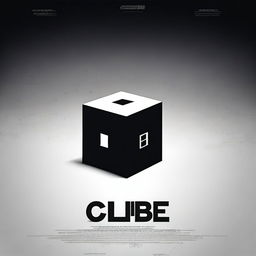 Create a thrilling movie poster for a psychopath thriller titled 'Cube'