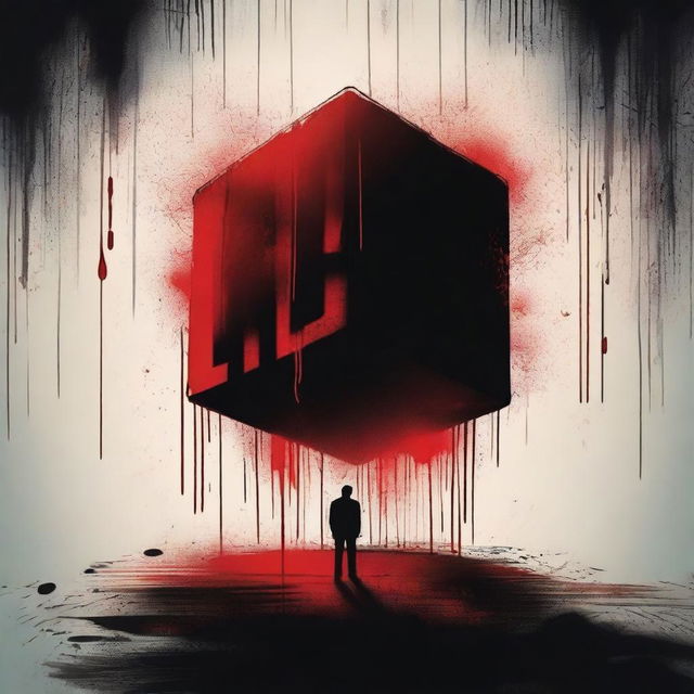 Create a thrilling movie poster for a psychopath thriller titled 'Cube'