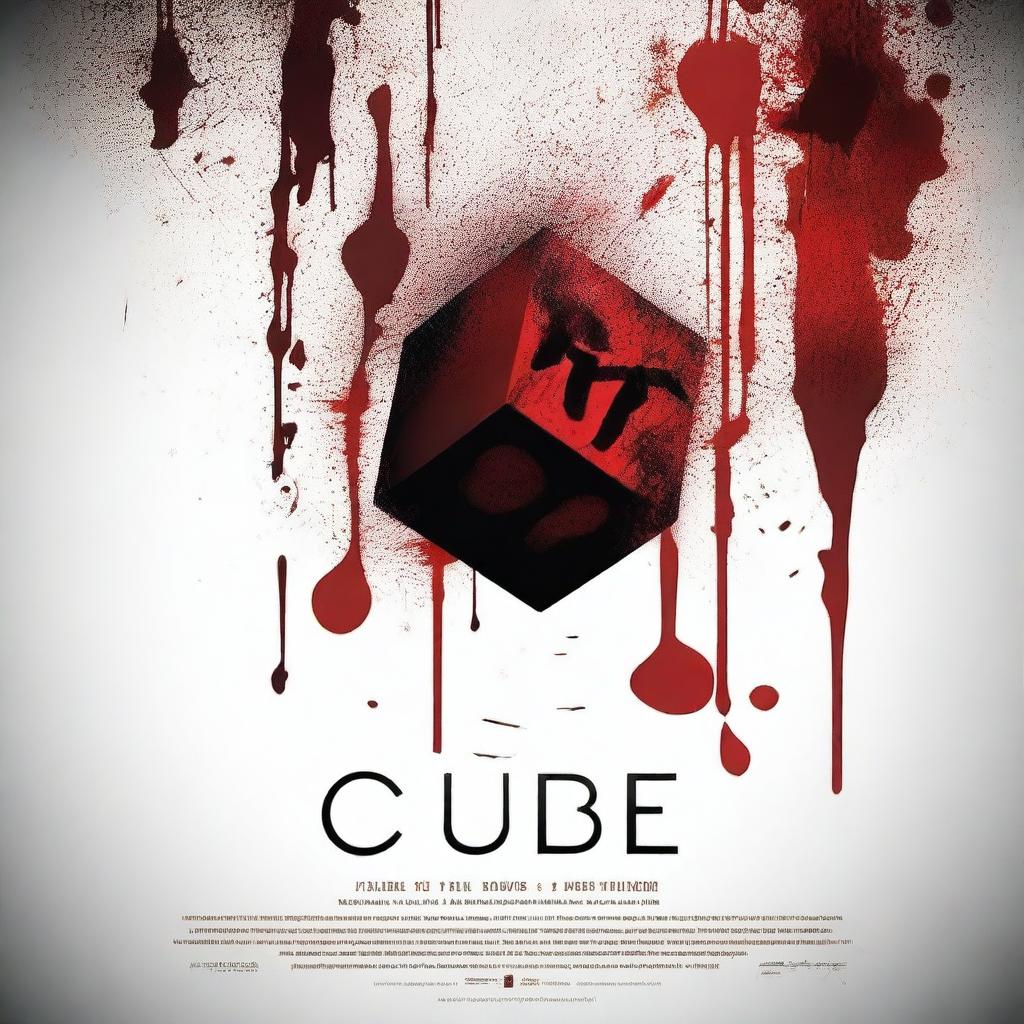 Create a thrilling movie poster for a psychopath thriller titled 'Cube'