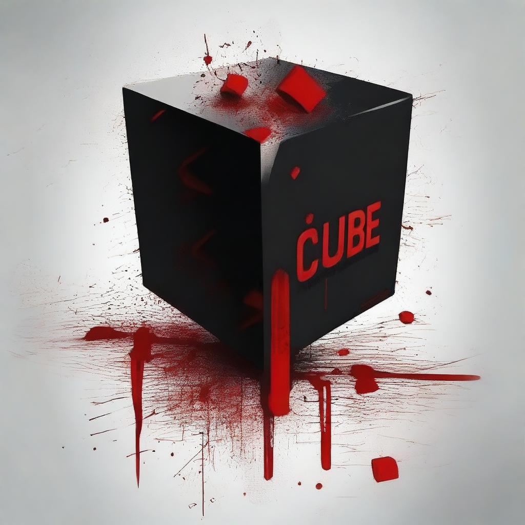 Create a thrilling movie poster for a psychopath thriller titled 'Cube'