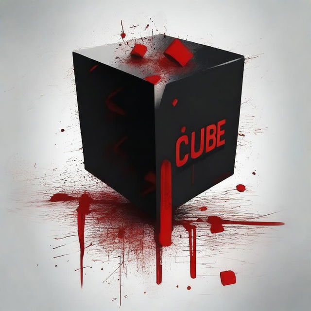 Create a thrilling movie poster for a psychopath thriller titled 'Cube'