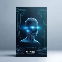 Design a book cover featuring a futuristic AI