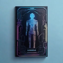 Design a book cover featuring a futuristic AI