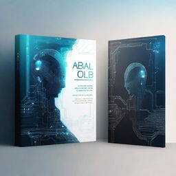 Design a book cover featuring a futuristic AI