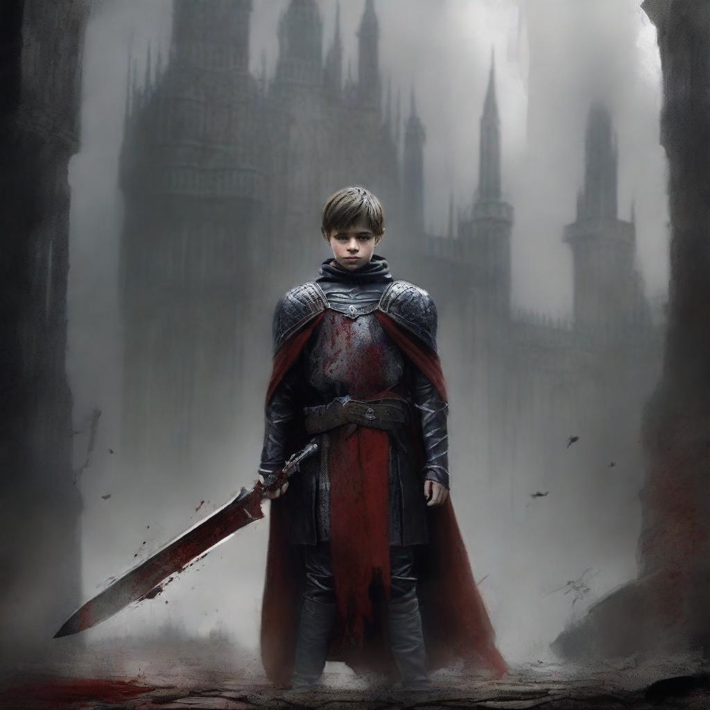 Create a dark fantasy book cover for 'The Blood of the Heir' by I