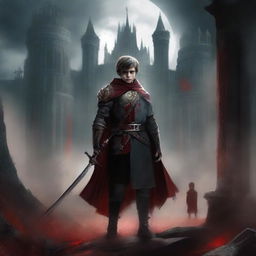 Create a dark fantasy book cover for 'The Blood of the Heir' by I