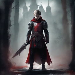 Create a dark fantasy book cover for 'The Blood of the Heir' by I