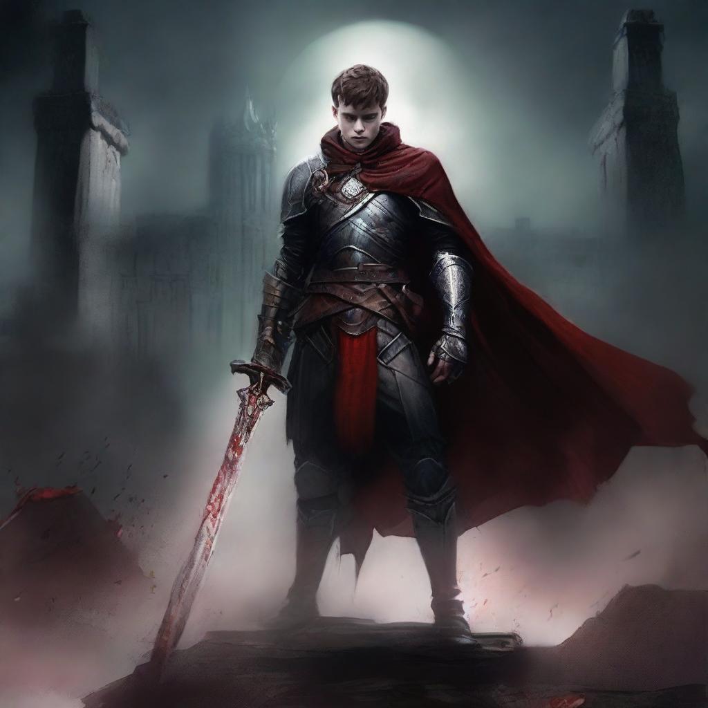 Create a dark fantasy book cover for 'The Blood of the Heir' by I