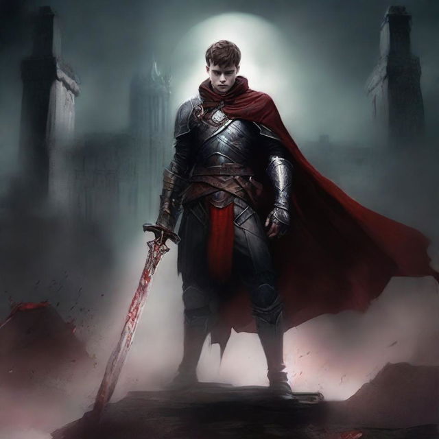 Create a dark fantasy book cover for 'The Blood of the Heir' by I