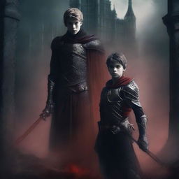 Create a dark fantasy book cover for 'The Blood of the Heir' by I