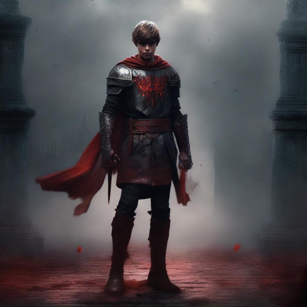 Create a dark fantasy book cover for 'The Blood of the Heir' by I