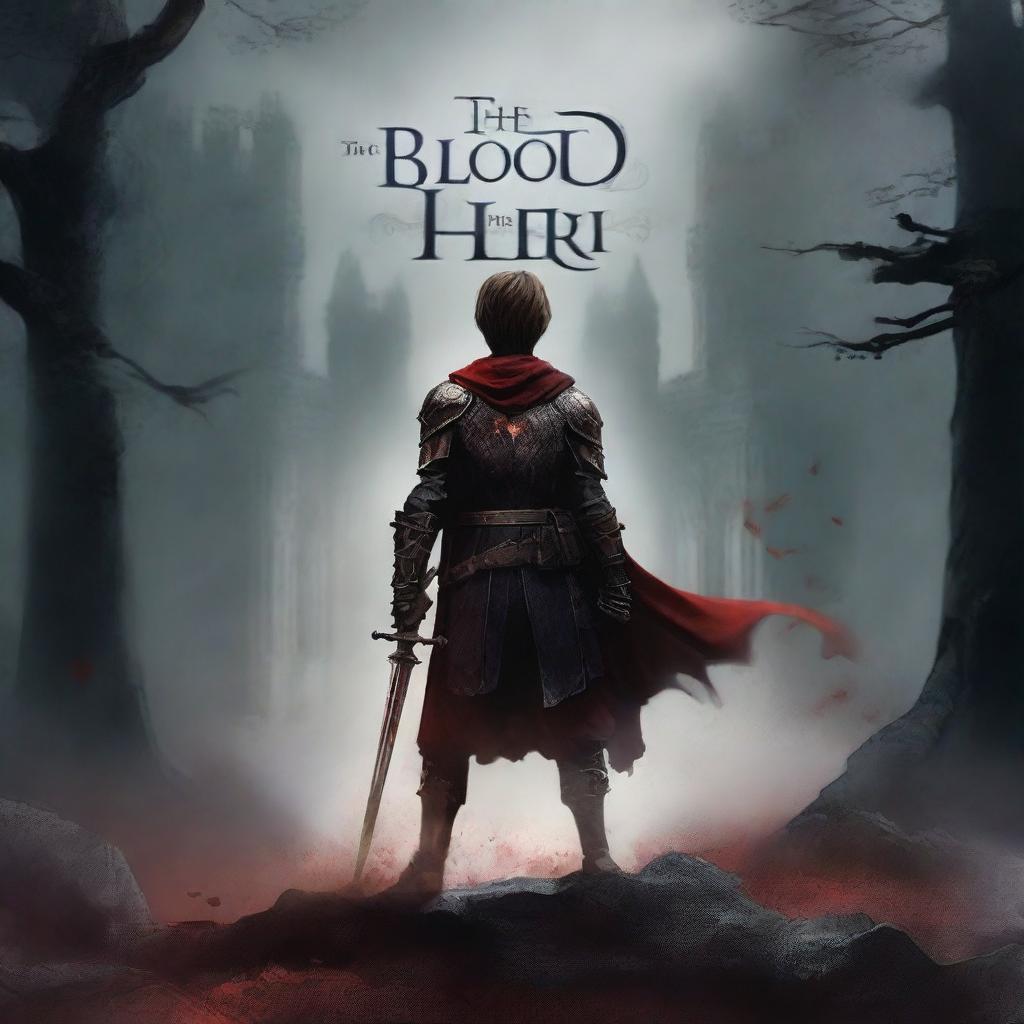 Create a dark fantasy book cover for 'The Blood of the Heir' by I