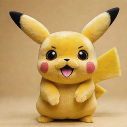 A detailed and vibrant image of Pikachu from Pokémon, in its classic cute and chubby design with bright yellow fur and large sparkly eyes.