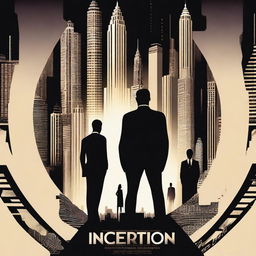 Create an iconic movie poster for the iconic film 'Inception' featuring the main cast