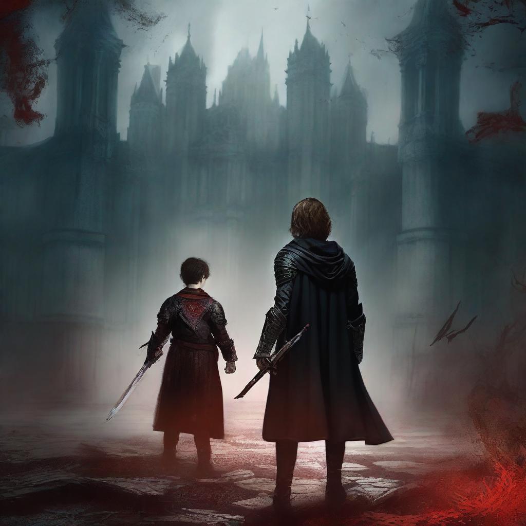 Create a dark fantasy book cover for 'The Blood of the Heir' by I