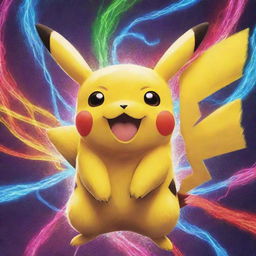 A high-quality anime style illustration of Pikachu from Pokémon, detailed with bold, bright colors and charismatic expressions that embody Pikachu's playful and energetic nature.