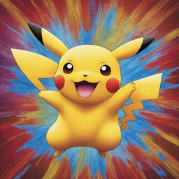 A high-quality anime style illustration of Pikachu from Pokémon, detailed with bold, bright colors and charismatic expressions that embody Pikachu's playful and energetic nature.