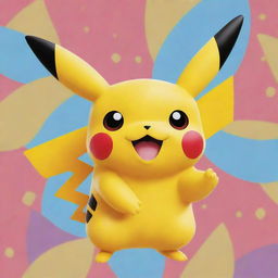 A lively, cartoonish rendition of Pikachu from Pokémon, capturing the character's charm and bubbly personality in bright, eye-catching colors.