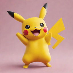 A lively, cartoonish rendition of Pikachu from Pokémon, capturing the character's charm and bubbly personality in bright, eye-catching colors.