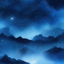 A serene night sky painted in deep blue hues, scattered with twinkling stars