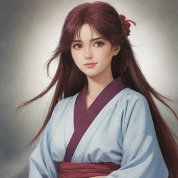 An imaginative depiction of the daughter of Hak and Yona from Akatsuki no Yona. She appears as a strong and beautiful character, with traits resembling both her parents.