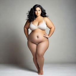 Create an image of a woman with a large, curvy figure