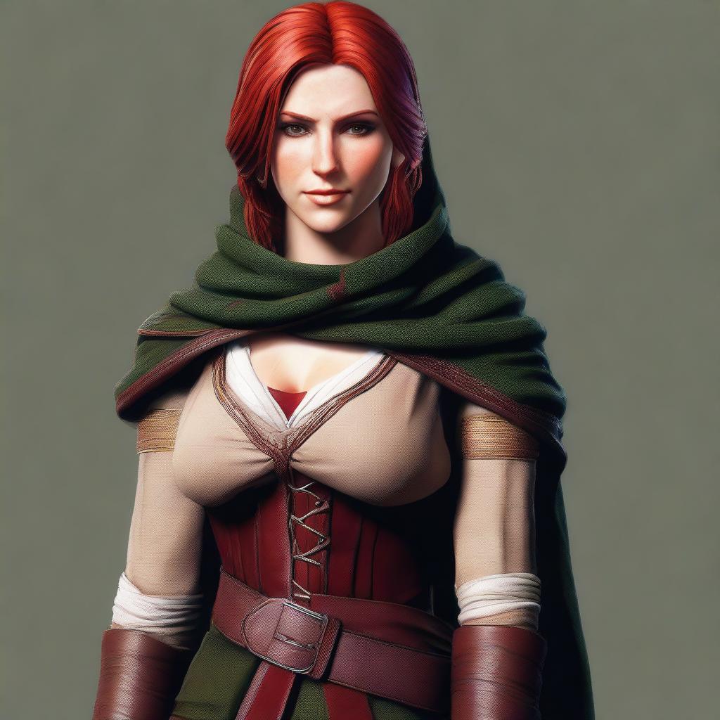 Create an image of Triss Merigold from The Witcher 3, wearing a hijab