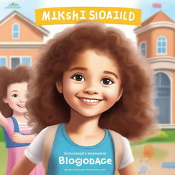 A realistic book cover featuring a 4-year-old girl with brown curly hair, slightly tanned skin, brown eyes, and a beautiful smile