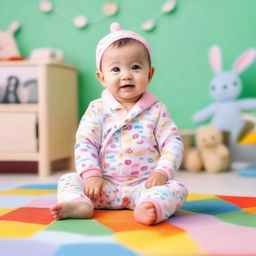 A cute and adorable baby named Babu, smiling and playing with toys