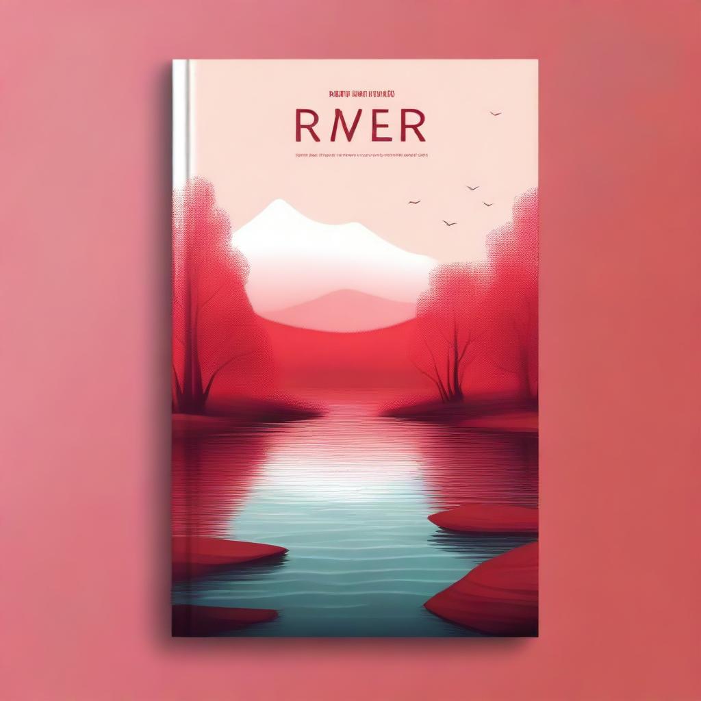 Design a book cover with the title 'The River' on a red background