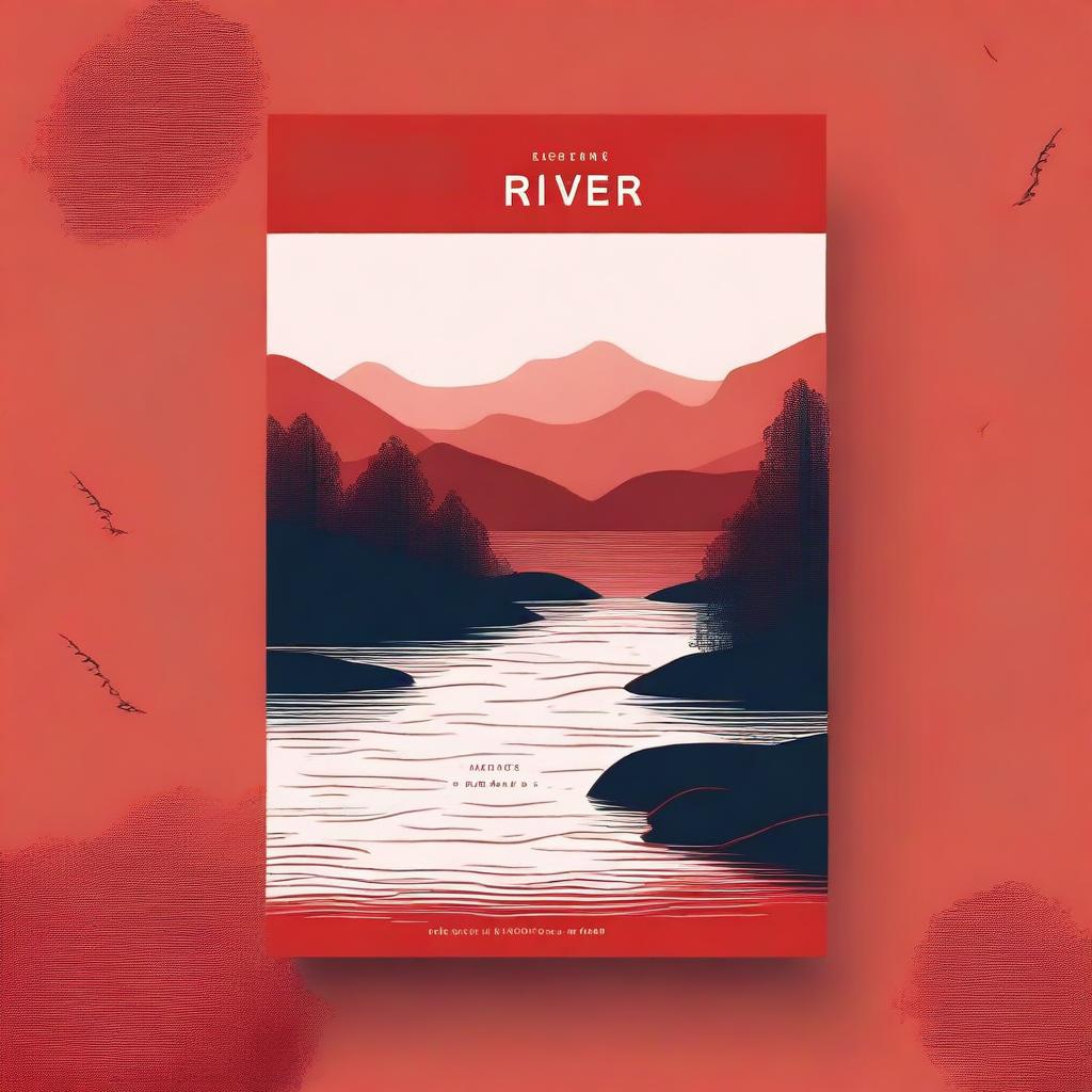 Design a book cover with the title 'The River' on a red background