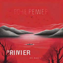 Design a book cover with the title 'The River' on a red background