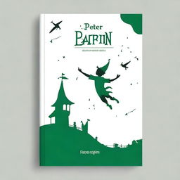 Create a minimalist digital book cover and back cover for 'Peter Pan'