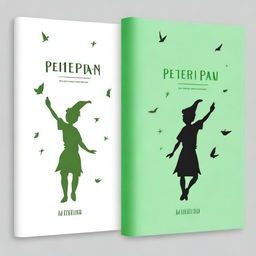 Create a minimalist digital book cover and back cover for 'Peter Pan'