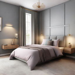 A beautifully redesigned bedroom with modern furniture, elegant decor, and soft ambient lighting