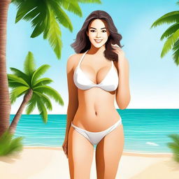 Create an image of a girl in a bikini with an attractive and confident expression