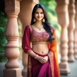 A beautiful Indian woman with traditional attire, showcasing elegance and grace