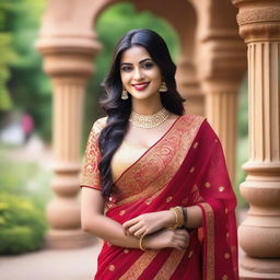 A beautiful Indian woman with traditional attire, showcasing elegance and grace