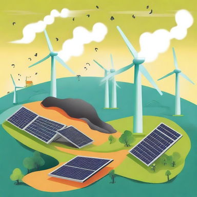 A vibrant illustration showing the benefits of choosing electricity over coal