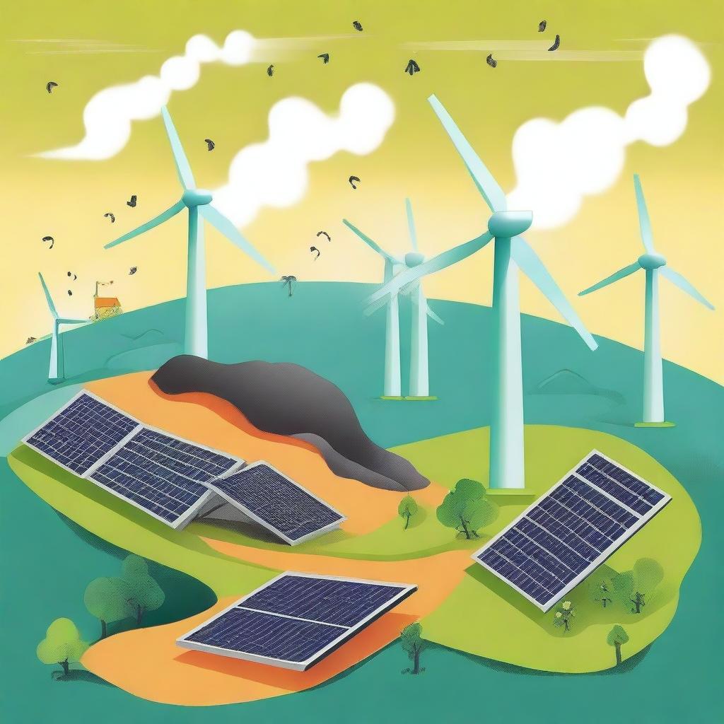 A vibrant illustration showing the benefits of choosing electricity over coal