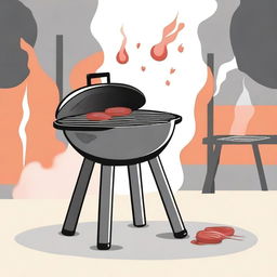 An illustration depicting a modern electric grill being used for a barbecue, with a traditional charcoal grill in the background