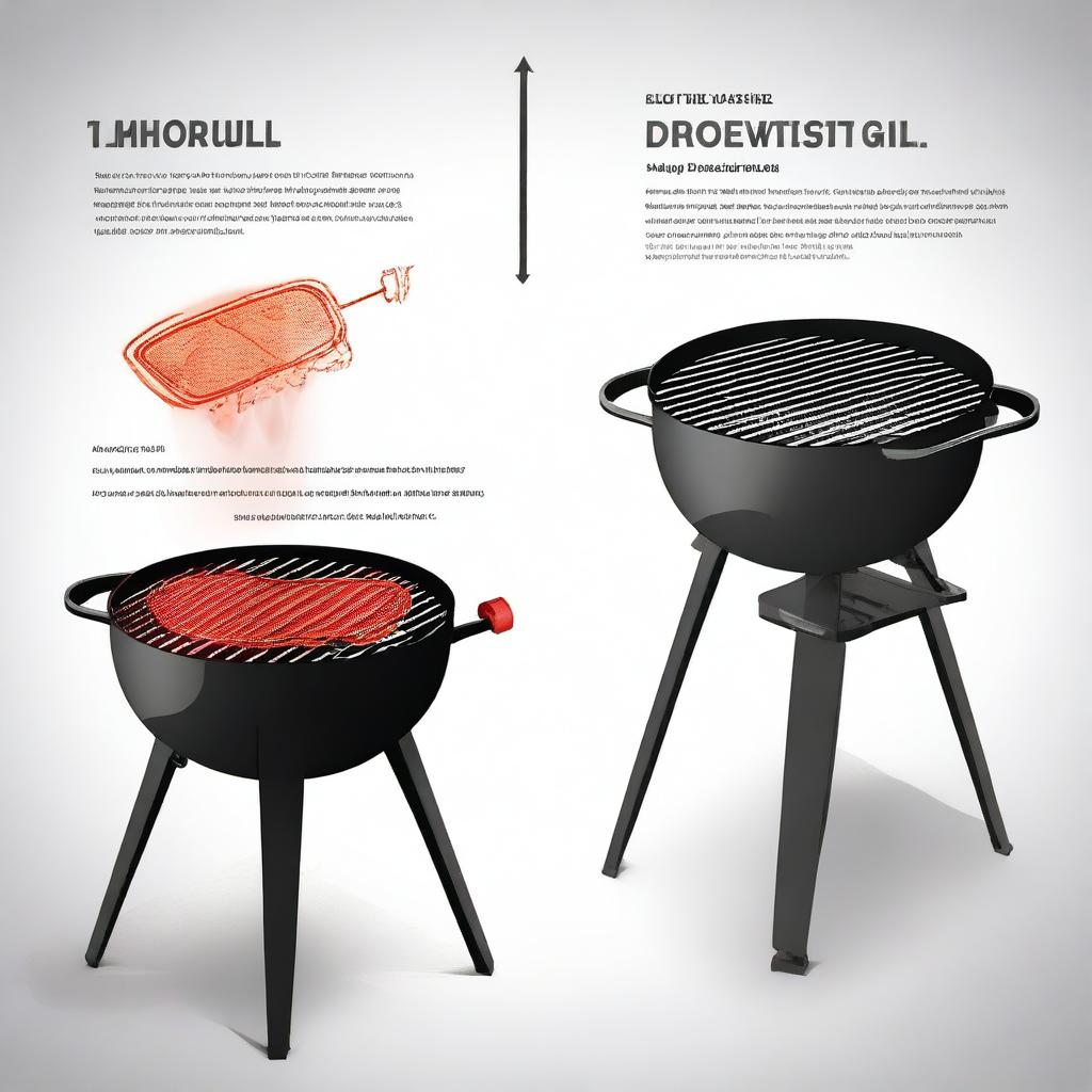 An illustration contrasting an electric grill and a charcoal grill