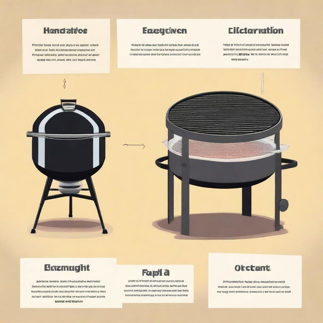 An illustration contrasting an electric grill and a charcoal grill