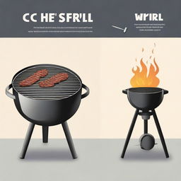 An illustration contrasting an electric grill and a charcoal grill