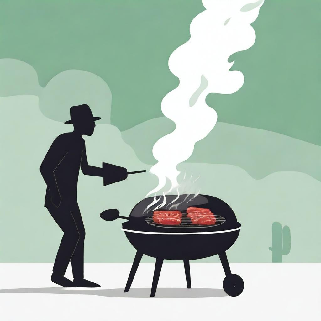 An illustration showing a person avoiding using a charcoal grill for a barbecue