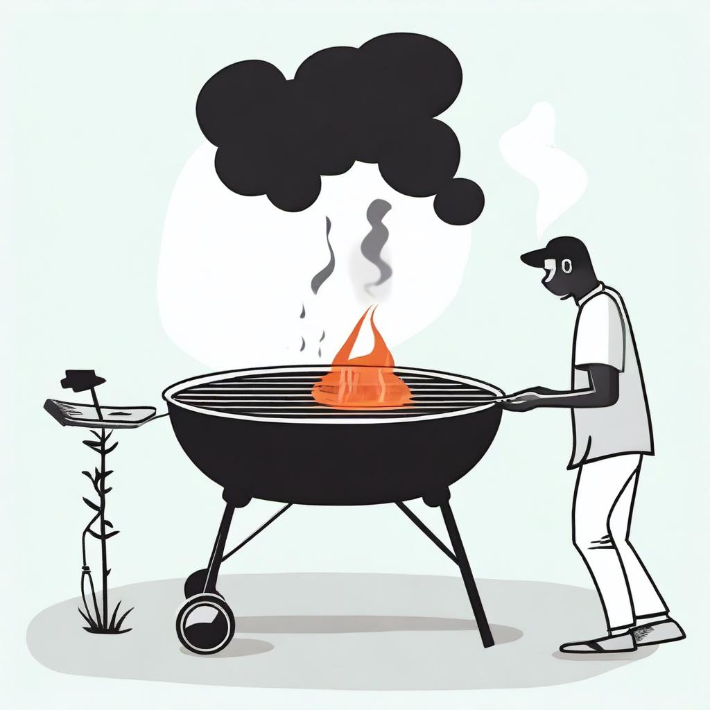 An illustration showing a person avoiding using a charcoal grill for a barbecue