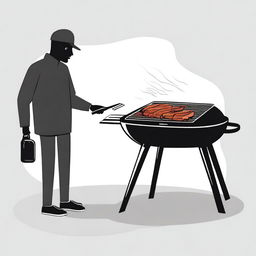 An illustration showing a person avoiding using a charcoal grill for a barbecue